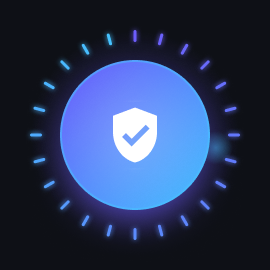 Shield with a check mark showing a protected connection